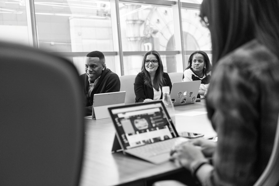 Illustrative office collaboration among service professionals