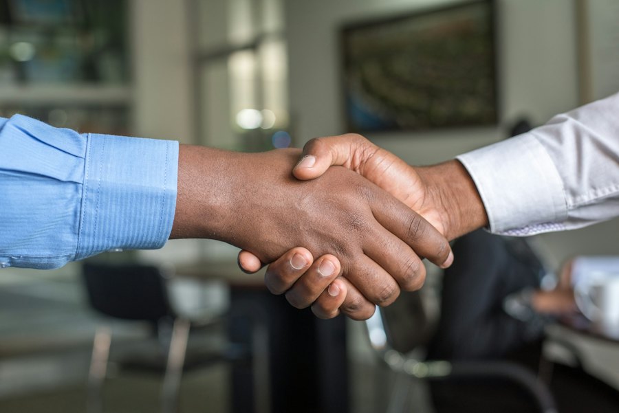 Illustrative handshake after a permission-based B2B introduction