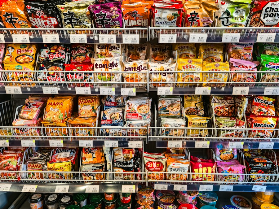 Illustrative packaged noodles for export market